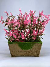 Artificial Pink Lavender in Rustic Brown Planter